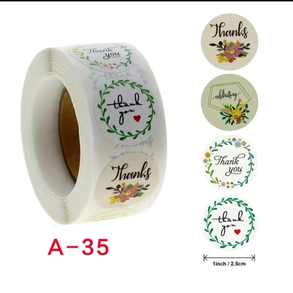 500 pcs literary flowers thank you roll stickers